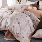 Gaeaspace  -  100s Egyptian Cotton Bedding Set Queen King Ru Double Size Print Bed Linens Blanket Cover Sheet Pillowcase