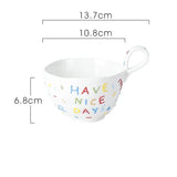 Gaeaspace  -  300ML Ins Style Hand Kneading Ceramic Nordic Modern Coffee Cup Embossed Cream Coffee Cup Home Underglaze Color Cake Dessert Cup