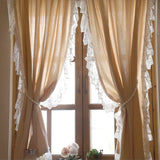 Gaeaspace  -  Light luxury French cream wind beige curtain log wind ruffled short curtain door curtain partition  шторы для спальни