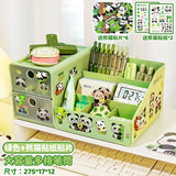 Gaeaspace  -  Lovely Panda Pen Holder Multi Grid Double Layer Organization Student Desktop Stationery Female Cosmetics Drawer Storage Box