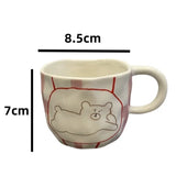 Gaeaspace  -  250ML Creative Hand Pinched Irregular Flower Ceramic mug Handmade Coffee Cup Breakfast Milk Afternoon tea cups Korean Style Mugs