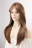 Gaeaspace  -  Brunette Wig with Blonde Highlights Side Bangs Straight Brown Wigs Cosplay Wig Party Hair Wig for Women