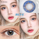 Gaeaspace  -   1Pair Colored Contact Lenses with Prescription Natural Big Eyes Yearly Gray Blue Cosmetic Contact Soft Makeup Pupils