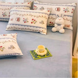 Gaeaspace  -  Winter Thickened Warm Flannel Queen Bedding Set Home Textile Cartoon Cute Duvet Cover Sheet Pillowcase 4pcs Luxury Bed Linen Set