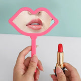 Gaeaspace  -  Lash Artist Mirrors With Handle Lip Shape Pink White Red Eyelash Extension Salon Accessories Tool Gift Idea Makeup Mirror