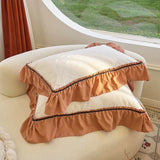 Gaeaspace   -  Korean Style Ruffles Jacquard Seersucker Bedding Set, Soft Duvet Cover, Bed Sheet, Pillowcases, Queen Size Bedclothes