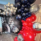 Gaeaspace  -  Racing Car Theme Birthday Balloons 4D Silver Black Red Balloon Arch Garland Boys Two Fast Baby Shower Birthday Party Supplies