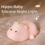 Gaeaspace  -  Pink Hippo Night Light Cute Silicone Night Light USB Charging Touch Timing Pat Lamp Desktop Decoration Children Night Lamp Gift