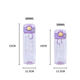 Gaeaspace  -  500/600ML Large Capacity Plastic Straw Water Bottles For School Sports Water Bottle BPA Free Portable Leak-proof Drinkware Cup