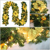 Gaeaspace  -  Artificial Christmas Garland Decorations with Lights, Christmas Wreaths for Xmas Tree Front Door Fireplaces Stairs Decor Wreath