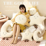 Gaeaspace  -  Smiling Sky Pillow Stuffed Sun Moon Star with Legs Kawaii Plush Decor Pillow Sofa Chair Office Cot Lumbar Support Plushie Gift