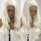 Gaeaspace  -  White Wig Natural Wavy Lace Synthetic Lace Front Wig Glueless Wigs Ready to Wear Long White Wig Glueless Lace Wigs for Women