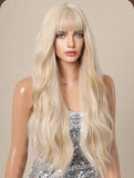 Gaeaspace  -  European and American white gold Barbie style big wave long curly hair fluffy shaved wig full set