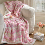 Gaeaspace  -  Autumn and Winter Warm Lamb Fleece Blanket Ins Stereoscopic Sakura Jacquard Wool Blanket Modern Simple Casual Sofa Blanket