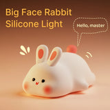 Gaeaspace  -  Big Face Rabbit Night Light Cute Silicone Rabbit Cartoon Soft Lamp Touch Night Light Children Sleep Light Room Decoration Gift