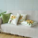 Gaeaspace  -  Rural Pillowcase, Fresh Living Room Sofa Pillow, Sunflower Embroidered Waist Pillow, Bedside Cushion