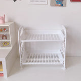 Gaeaspace  -  Ins Cute Room Storage Organizer Storage Rack Kawaii 2 Layer Desktop Cosmetic Jewelry Storage Rack Bathroom Rack Storage Shelf