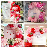 Gaeaspace  -  Sweet Fruit Strawberry Theme Balloons Wreath Happy Birthday Party Atmosphere Decoration Balloon Chain Set Balloon Arch Garland