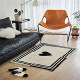 Gaeaspace  -  Love Flocking Carpet Black And White Nordic Style Cute Entry Door Living Room Bedroom Floor Mat Toilet Bathroom Non-slip Mat