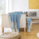 Gaeaspace  -  Outdoor Throw Blankets Herringbone Design Boho Chic Soft Woven Throw Blanket with Decorative Fringe Lightweight for Bed