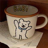 Gaeaspace  -  300ml Bear Dog Ceramic Cups Ceramic Funny Cartoon Animal Tea Milk Cup Girl Heart Cartoon Mug Couple Breakfast Water Cup Milk Cup