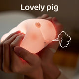 Gaeaspace  -  Pink Piggy Night Light Cute LED Silicone Night Lamp Indoor Atmosphere Pat Lamp Room Decoration USB Children's Night Light Gift