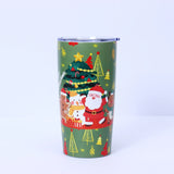 Gaeaspace  -  New Portable Christmas 20oz Car Cup 3d Printed Outdoor Christmas Style Insulated Cup Stainless Steel Double-Layer Coffee Cup Gif