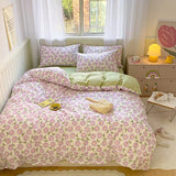 Gaeaspace  -  Kawaii Strawberry Rabbit Bedding Set For Home Cotton Twin Full Queen Size Cute Double Fitted Bed Sheet Girl Quilt Duvet Cover