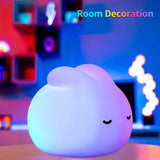 Gaeaspace  -  Silicone Rabbit Night Lamp Dream Rabbit Night Light LED Touch Sensor Lamp Timing Desktop Decoration Children's Night Light Gift