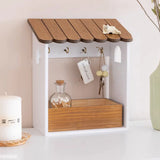 Gaeaspace  -  Solid Wood Storage Box with Hooks Key Sundries Holder Rack Japanese Wall Hanging Organizer for Entrance Hallway Decoration