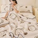 Gaeaspace  -  Modern Simple Winter Alpaca Thickened Blanket Soft Skin-friendly Cartoon Bear Sofa Blanket Casual Office Lunch Break Blanket