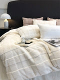 Gaeaspace  -  Winter Fashion Square Lattice Fluffy Comforter Cover Bed Set Faux Fur Fuzzy Duvet Cover Set Ultra Soft Plush Shaggy Warm Bedding