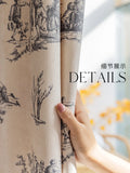 Gaeaspace  -  Custom Cotton Linen Curtains for Living Room Bedroom Printing Curtains Fabric Branches Retro European Window Drapes Home Decos