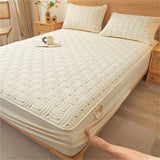 Gaeaspace  -  1PC Simple Style Bed Cover Quilted Bedspread cubre colchón Skin-friendly Mattress Covers Elastic Bed Linen Queen King Bedding