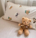 Gaeaspace  -  Cute bear cat dog bedding set 1.2 1.5 1.8 2.0,twin full queen king lovely cotton home textile bed sheet pillow case quilt cover