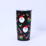 Gaeaspace  -  New Portable Christmas 20oz Car Cup 3d Printed Outdoor Christmas Style Insulated Cup Stainless Steel Double-Layer Coffee Cup Gif