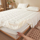 Gaeaspace  -  Category A mother and baby raw cotton thickened soybean quilted bed skirt protective cover fitted sheet bedspread mattress cover