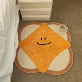 Gaeaspace  -  Tufting Toast Bedside Rug Soft Food Living Room Carpet Bread Bathroom Mat Floor Pad Bedroom Doormat Aesthetic Home Decor 75x75cm