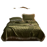 Gaeaspace  -  Korean Puff Yarn Summer Blanket Washed Cotton Summer Quilt Four-Piece Set Airable Cover