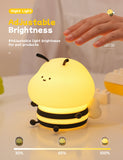 Gaeaspace  -  LED Night light Cute Bee Cartoon Animals Silicone Lamp for Children Kid Touch Sensor Timing USB Rechargeable For Birthday Gifts