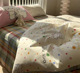 Gaeaspace  -  Cute cartoon dog polka dot bedding set teen,twin full queen colorful plaid cotton home textile bed sheet pillow case quilt cover