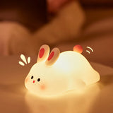 Gaeaspace  -  Big Face Rabbit Night Light Cute Silicone Rabbit Cartoon Soft Lamp Touch Night Light Children Sleep Light Room Decoration Gift