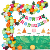 Gaeaspace  -  Hawaiian Birthday Balloon Chain Set Birthday Party Decoration Gold Straw Table Skirt Felt Banner, Pull Flag Party Decorations