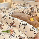 Gaeaspace  -  Winter Warm Plush Duvet Cover Set Queen Bedding Sets Comforter Cover Cartoon Quilt Cover Sheet Pillowcase 4pcs Luxury Bed Linens