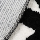 Gaeaspace  -  Tufting Black White Bedside Rug Soft Fluffy Geometric Line Carpet Bedroom Floor Pad Kids Room Doormat Aesthetic Home Decor