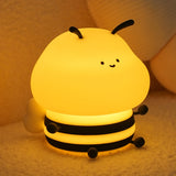 Gaeaspace  -  LED Night light Cute Bee Cartoon Animals Silicone Lamp for Children Kid Touch Sensor Timing USB Rechargeable For Birthday Gifts