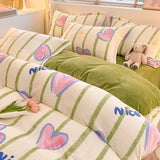 Gaeaspace  -  Winter Warm Plush Duvet Cover Set Queen Bedding Sets Comforter Cover Cartoon Quilt Cover Sheet Pillowcase 4pcs Luxury Bed Linens