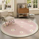 Gaeaspace  -  Simple Flower Living Room Decor Plush Carpet Home Lounge Bedside Thickened Non-slip Carpets Ins Cloakroom Fluffy Soft Round Rug