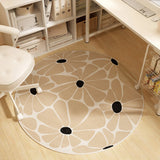 Gaeaspace  -  Flower Round Beige Style Carpet Computer Swivel Chair Mat Cream Style Study Carpet Table Chair Non Slip Stain Resistant Rug