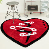 Gaeaspace  -  Tufting Heart Shape Bedside Rug Soft Letters Mat Corridor Carpet Bedroom Floor Pad Aesthetic Home Room Winter Warm Decor